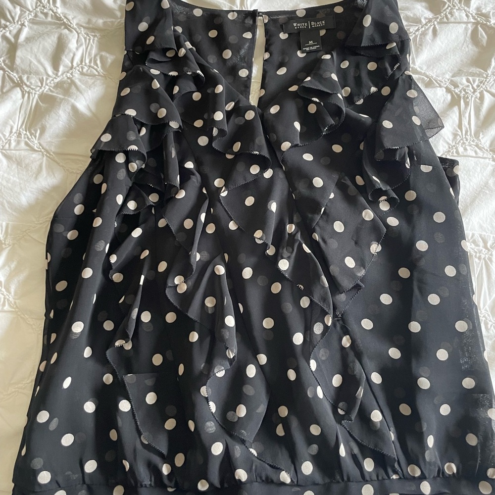 Ruffled Polka Dot Sleeveless Top